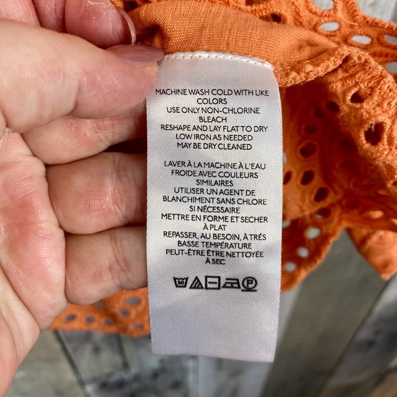 By Anthropologie Eyelet Embroidered Lace Top in Terracotta Size Extra Large. - Picture 7 of 14